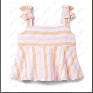 Janie and Jack x Gray Main Girls Pastel Striped Seersucker Tank Top Sz 10